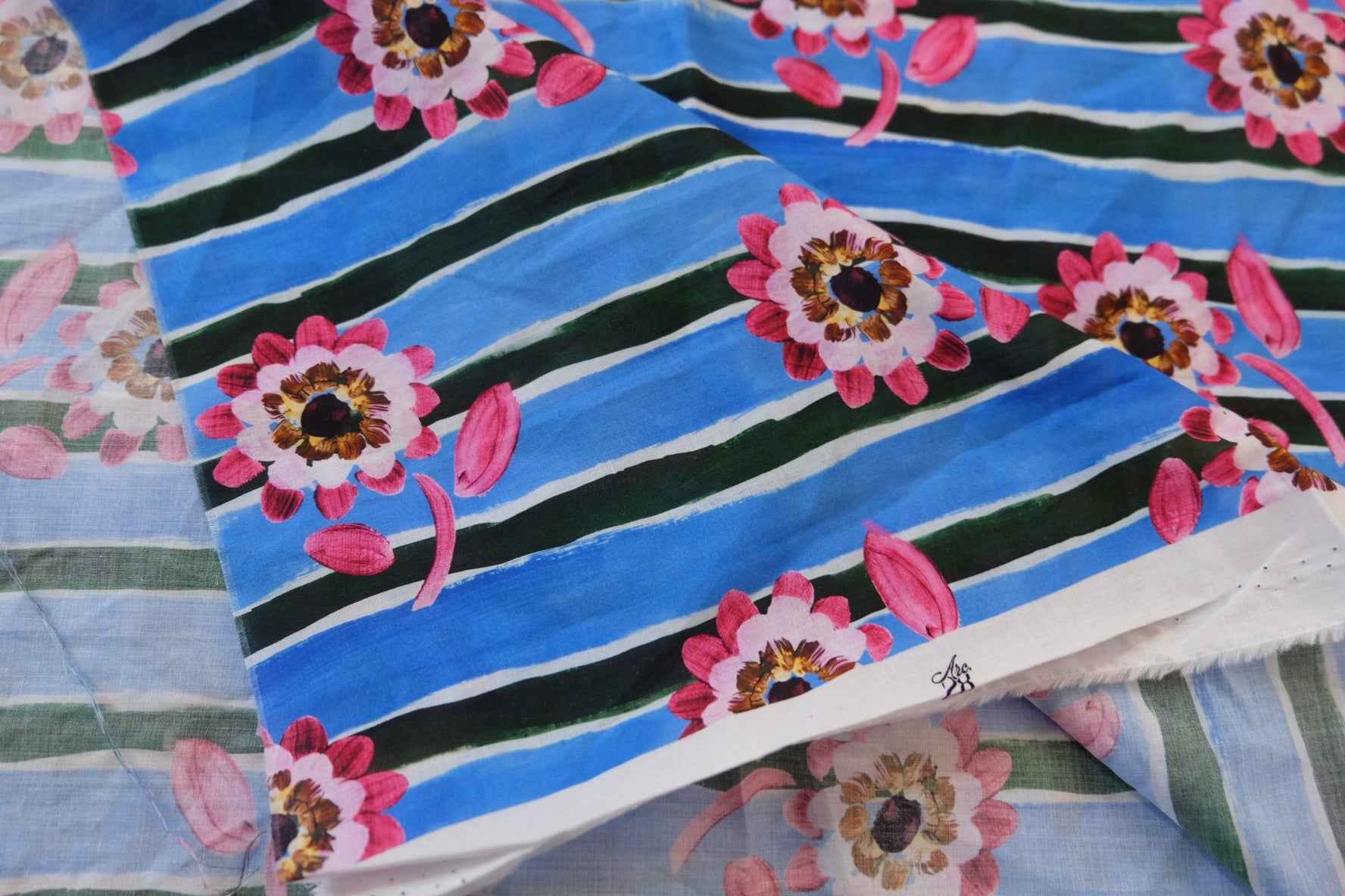 Electric Blue Floral Cotton Lawn (1.6 yards)