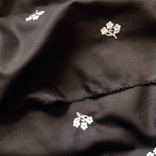 Embroidered Black Suiting Fabric – Tailored Fabric for Vests, Skirts & Jackets (1.64 yds)