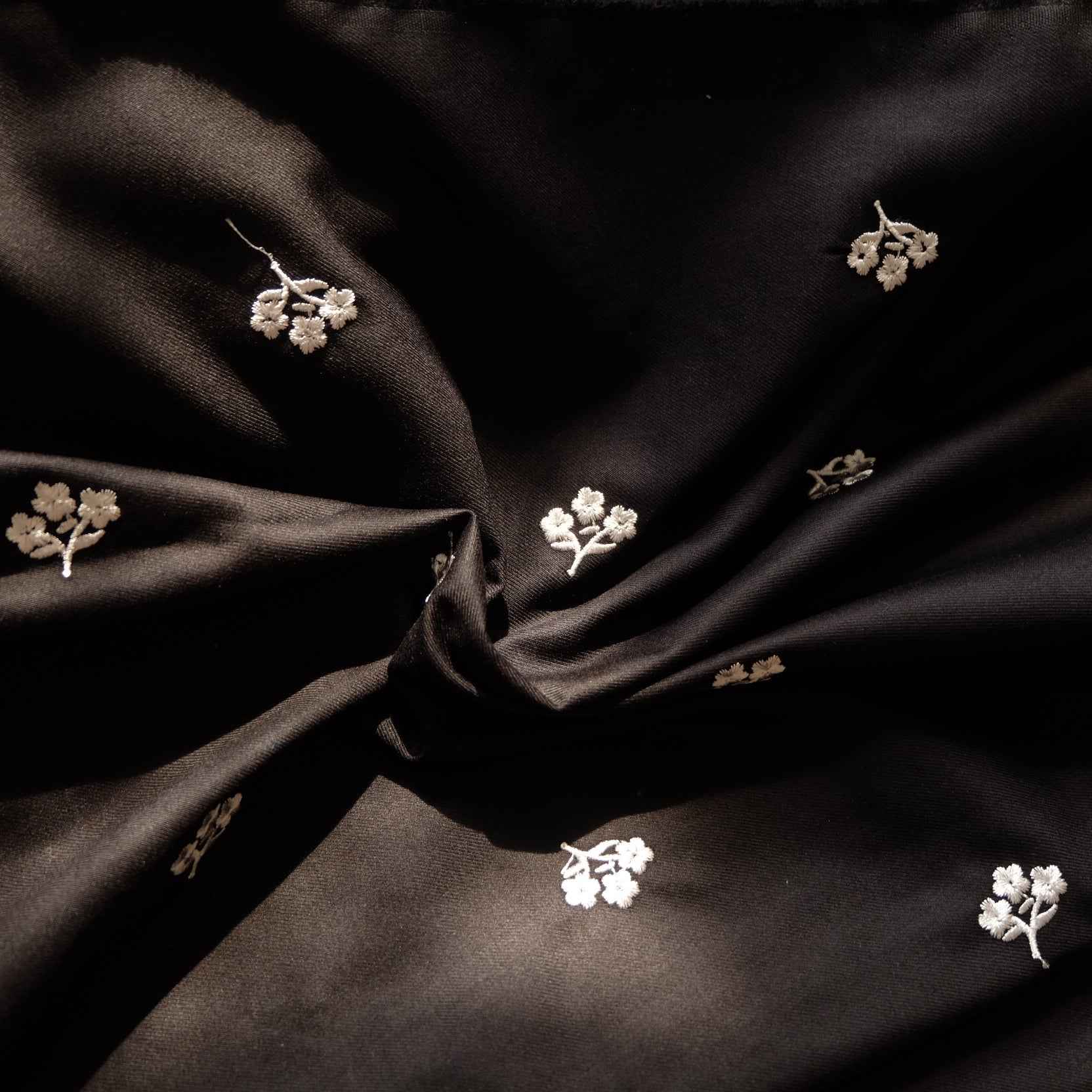 Embroidered Black Suiting Fabric – Tailored Fabric for Vests, Skirts & Jackets (1.64 yds)