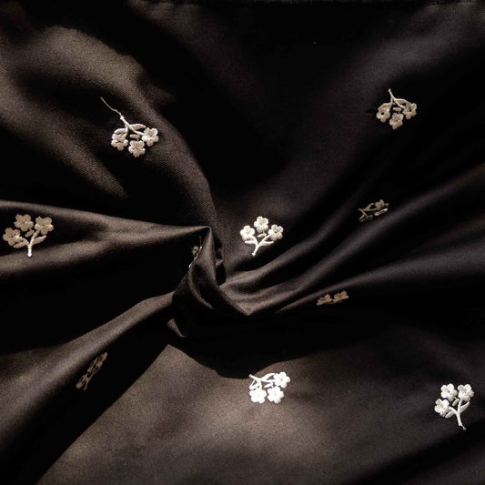 Embroidered Black Suiting Fabric – Tailored Fabric for Vests, Skirts & Jackets (1.64 yds)