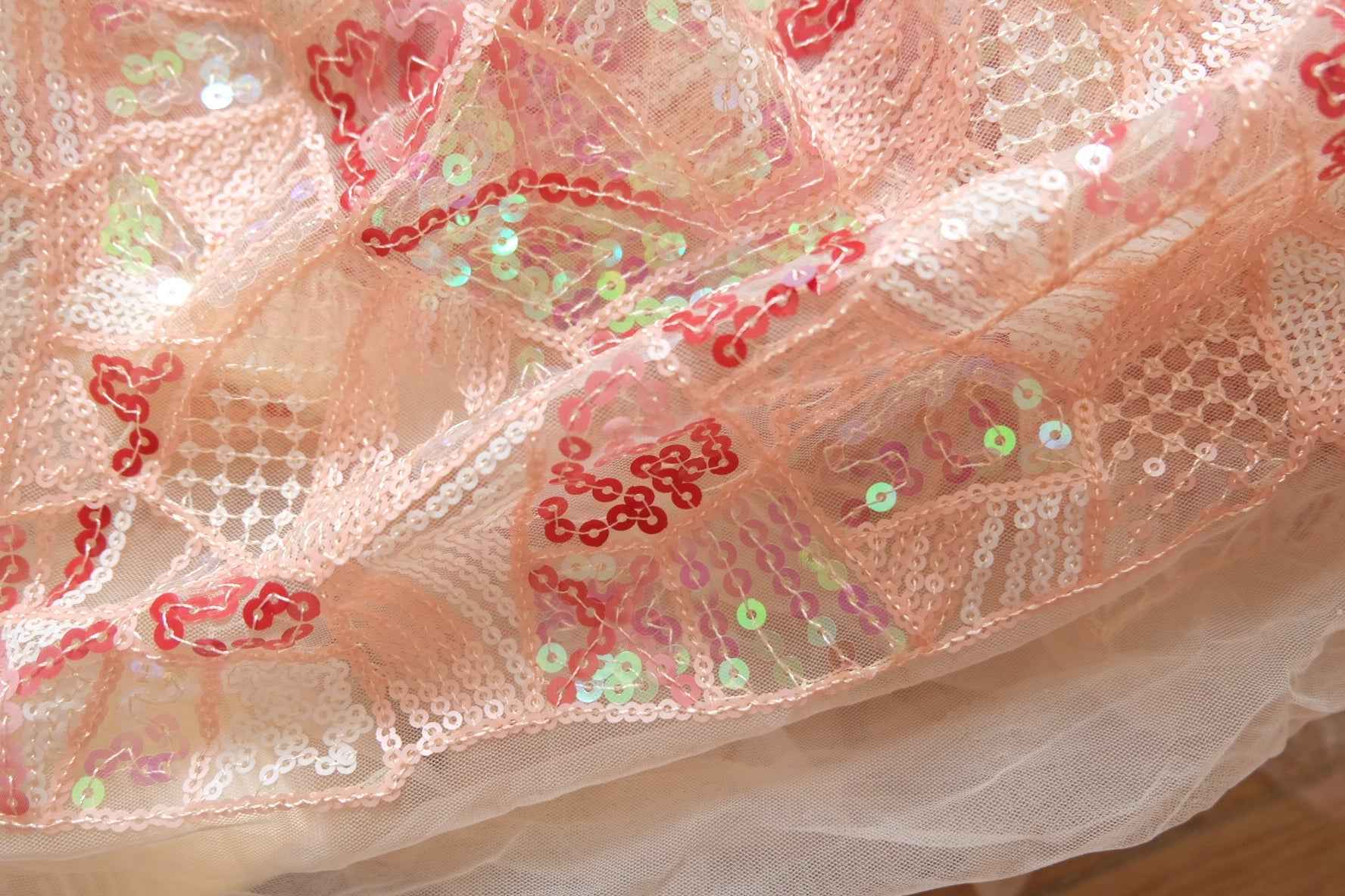 Embroidered Sequin Mesh Fabric – Patchwork Evening Fabric (3.28 yards)