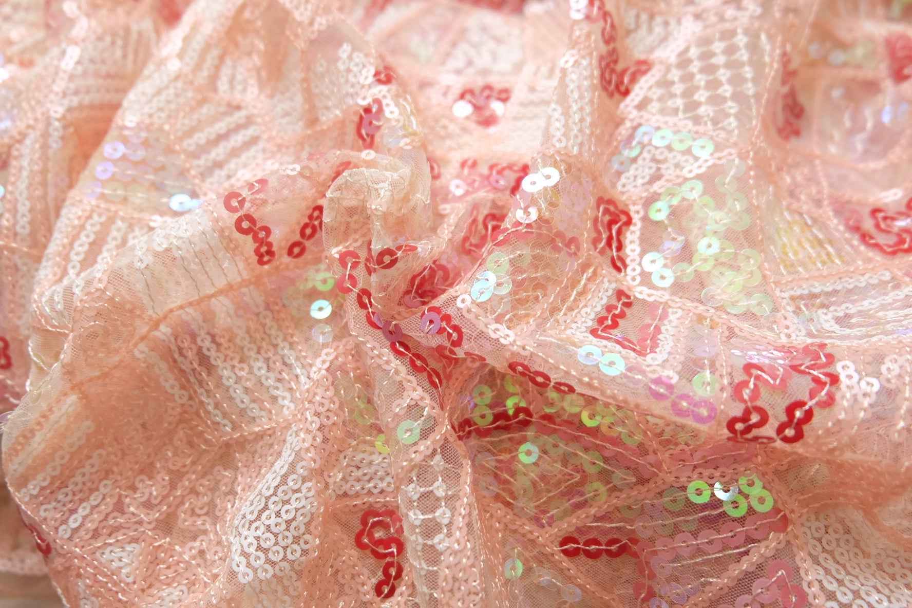 Embroidered Sequin Mesh Fabric – Patchwork Evening Fabric (3.28 yards)