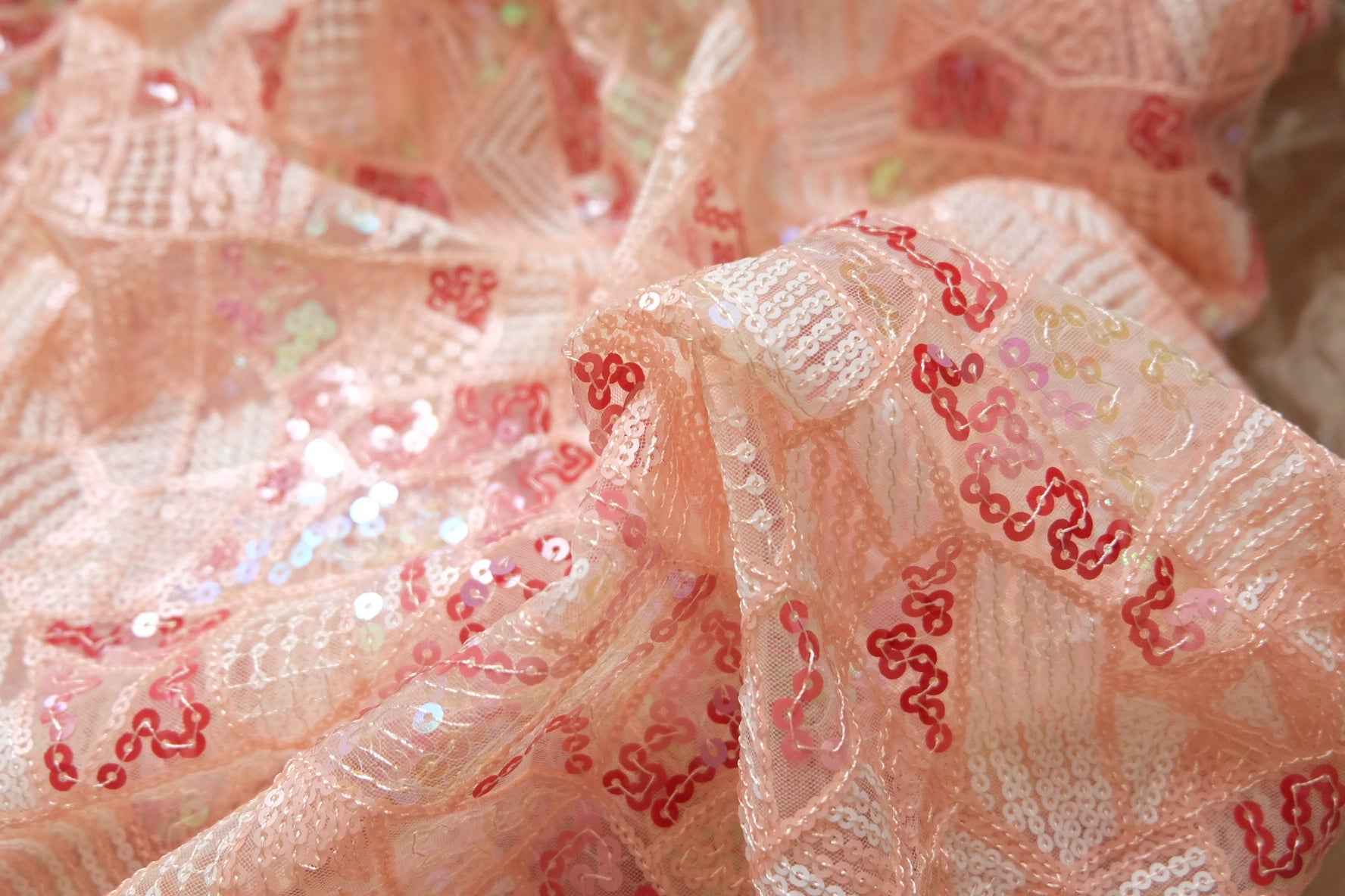 Embroidered Sequin Mesh Fabric – Patchwork Evening Fabric (3.28 yards)