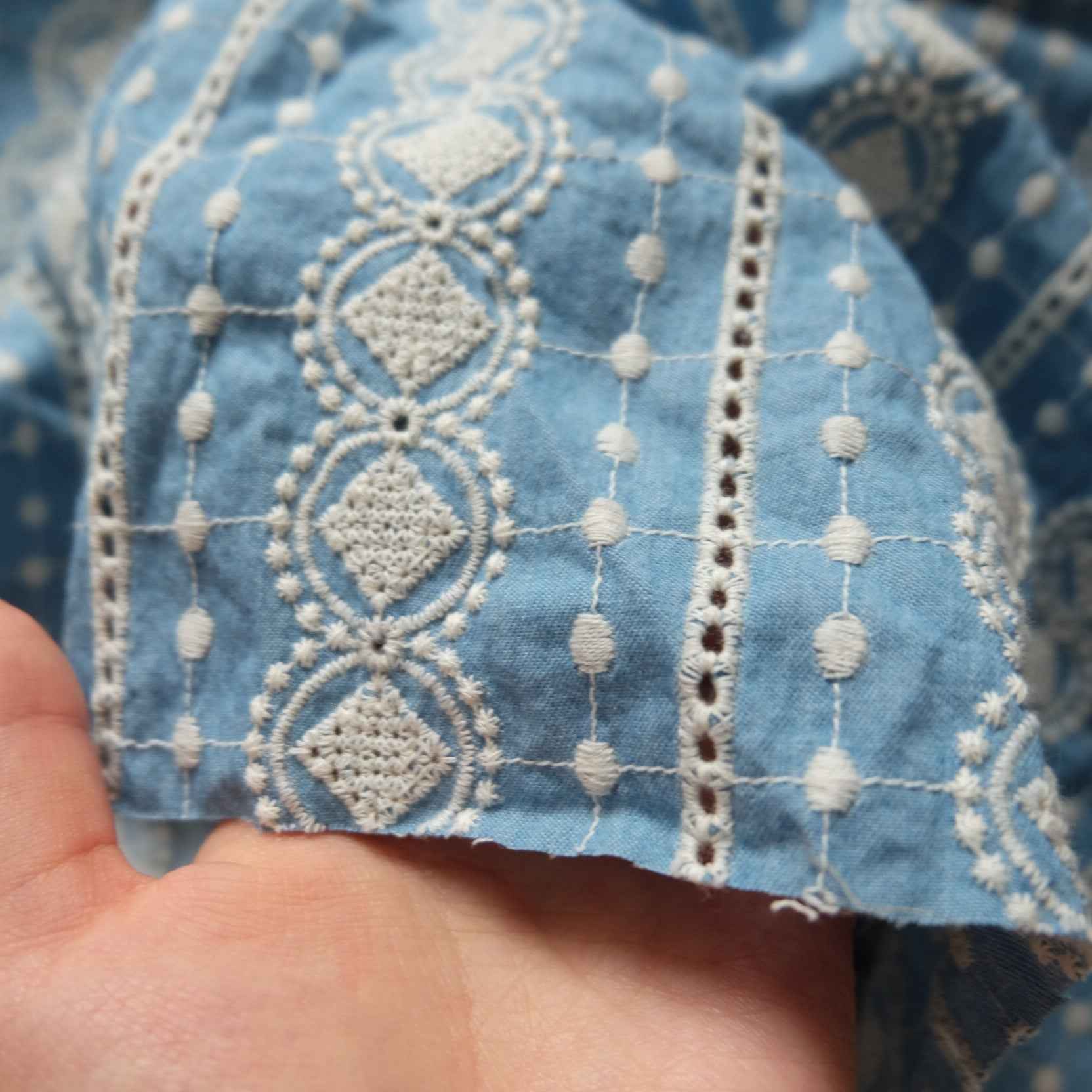 Embroidered Soft Denim Cotton — 2.7 yd