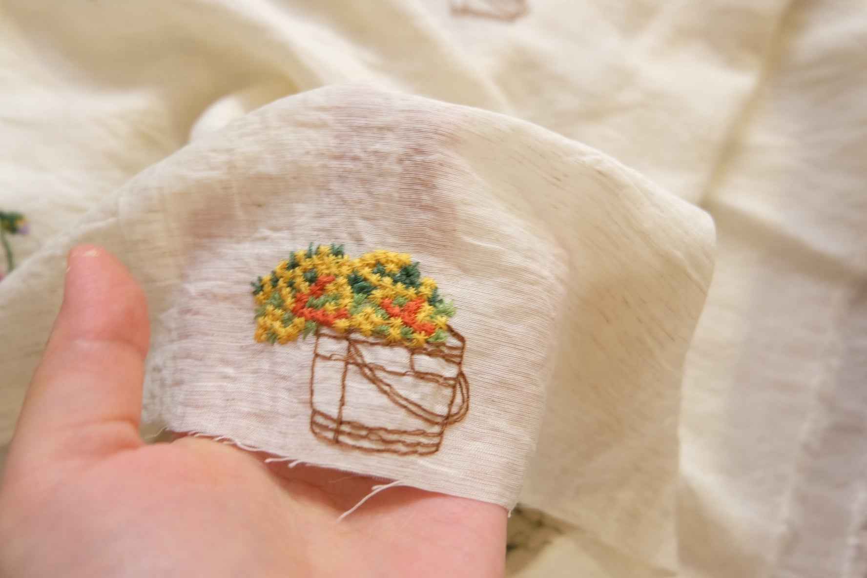 Embroidered TENCEL™ Linen Fabric – Lightweight Floral Dressmaking Fabric (2.19 yd)