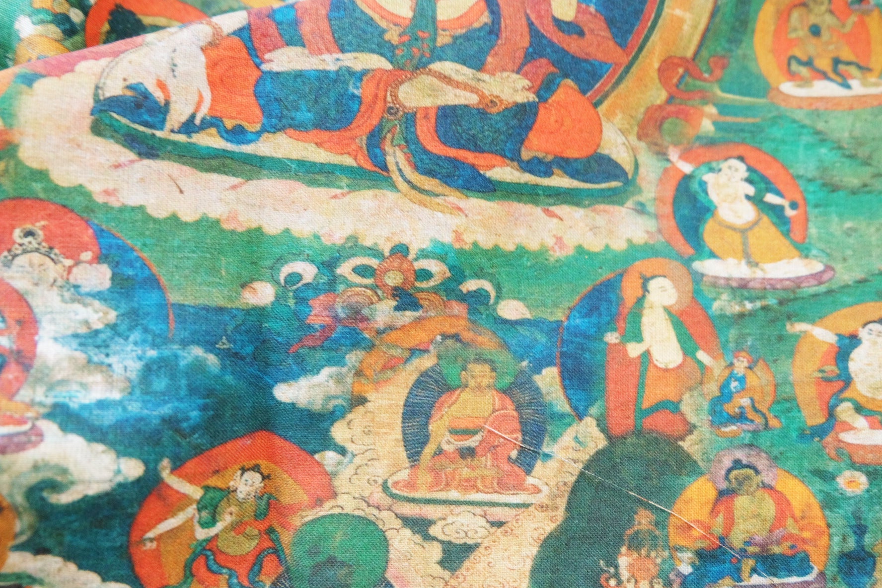 Figurative Thangka Print Cotton - Linen - 3.3YDs - BUBBO