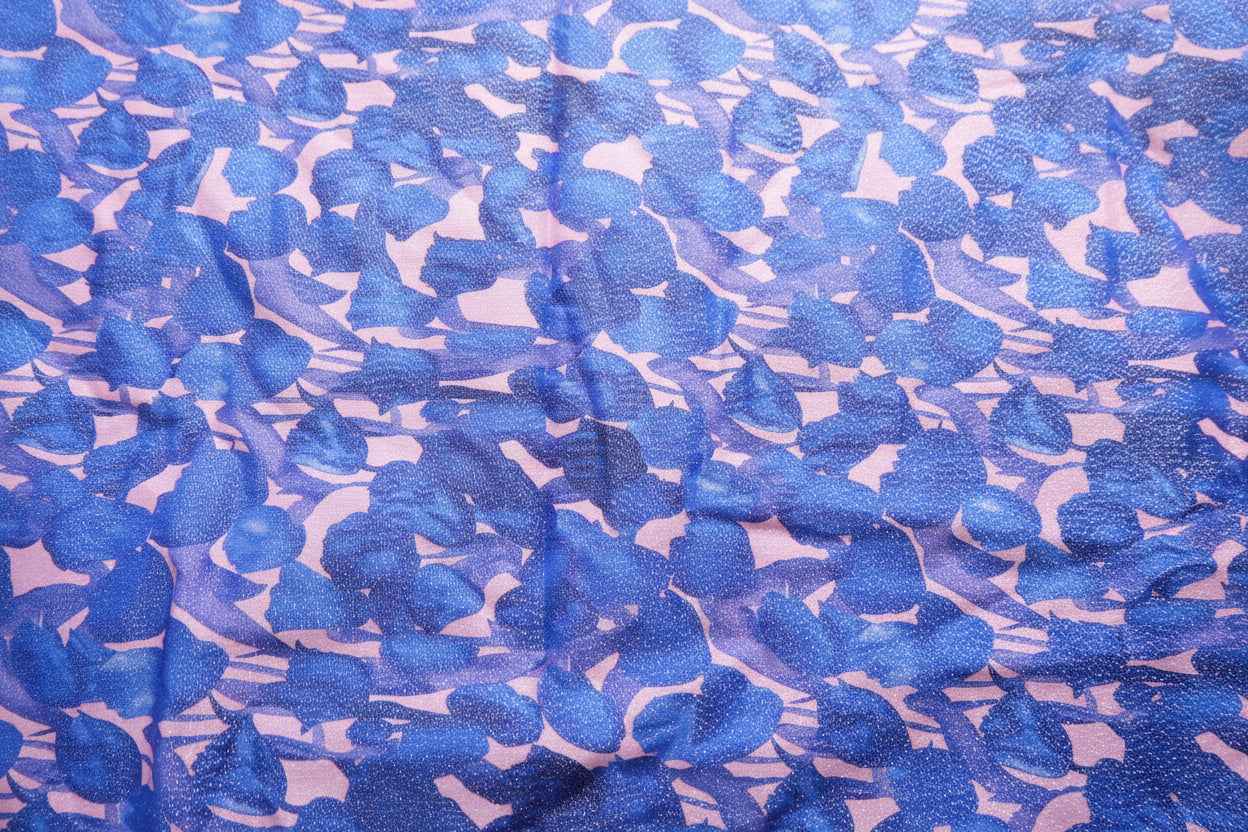 Fine Shimmer Cotton Lawn – Blue & Pink Print | 1 Yard - BUBBO