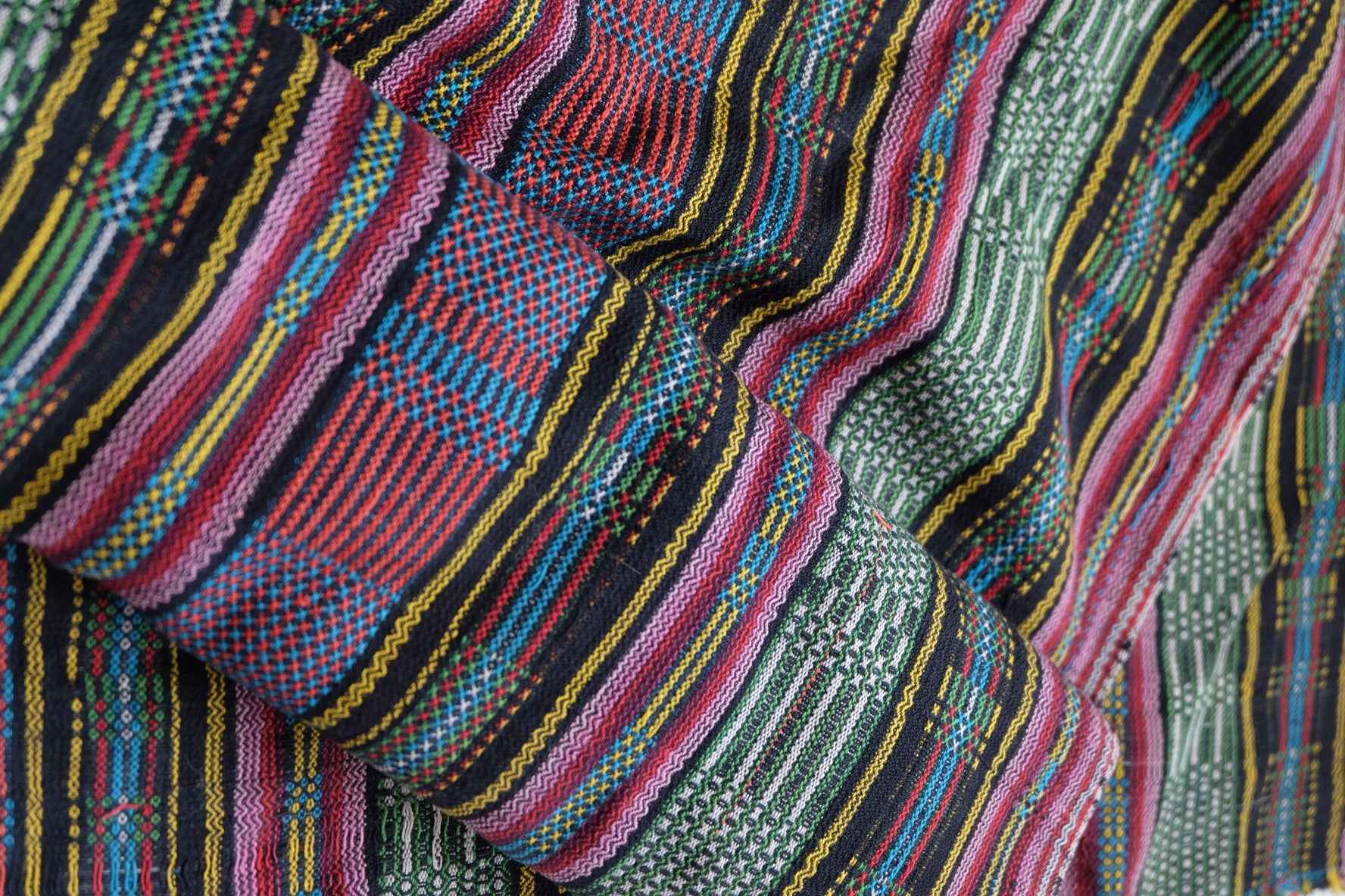 Fisheye Kaleidoscope: A Northern Chinese Tǔbù in Rainbow Hues - 43cm Width - BUBBO