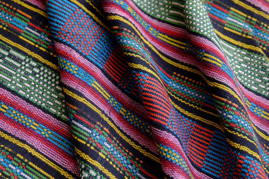 Fisheye Kaleidoscope: A Northern Chinese Tǔbù in Rainbow Hues - 43cm Width - BUBBO