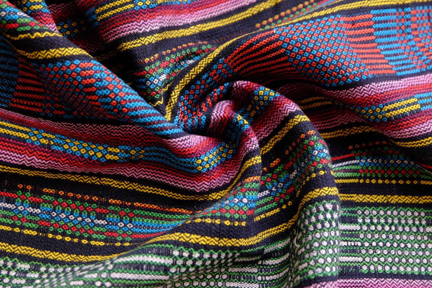 Fisheye Kaleidoscope: A Northern Chinese Tǔbù in Rainbow Hues - 43cm Width - BUBBO