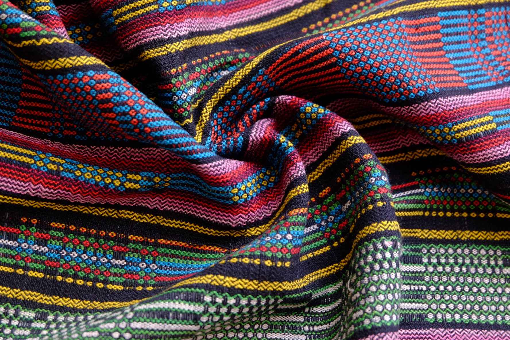 Fisheye Kaleidoscope: A Northern Chinese Tǔbù in Rainbow Hues - 43cm Width - BUBBO