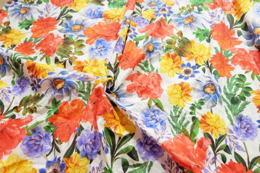 Floral Cotton Poplin Dress Panels – Factory Overcut Pieces, Set of 4 - BUBBO