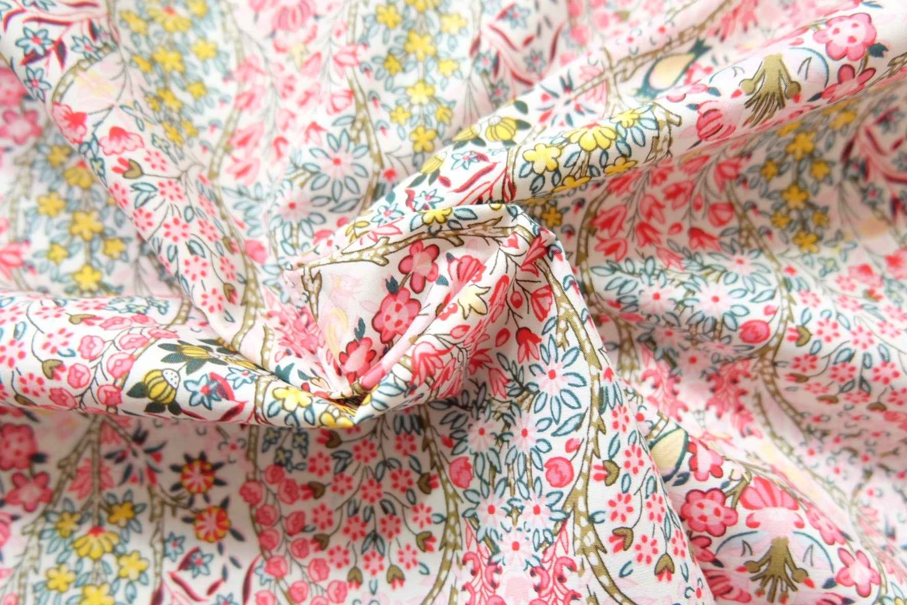 Floral Cotton Poplin – Soft Patchwork Garden Print | 3.28 yds Cut