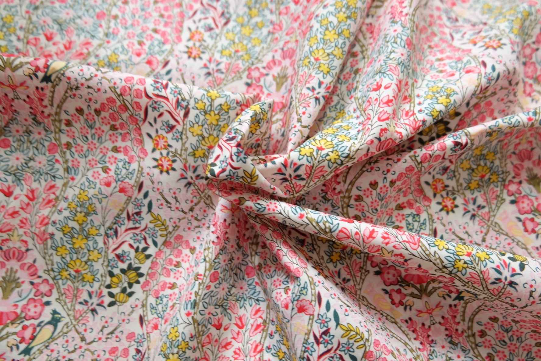 Floral Cotton Poplin – Soft Patchwork Garden Print | 3.28 yds Cut