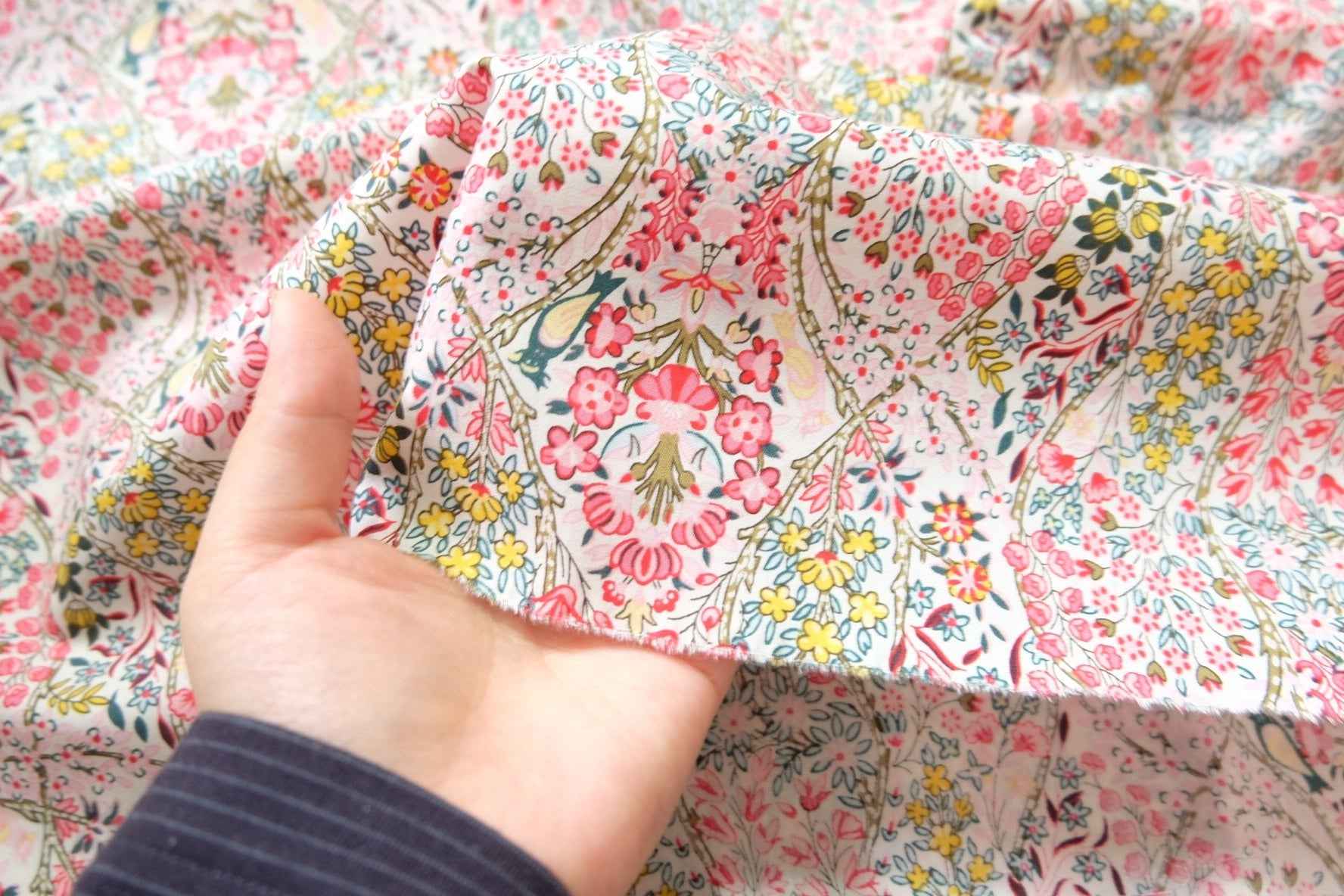Floral Cotton Poplin – Soft Patchwork Garden Print | 3.28 yds Cut
