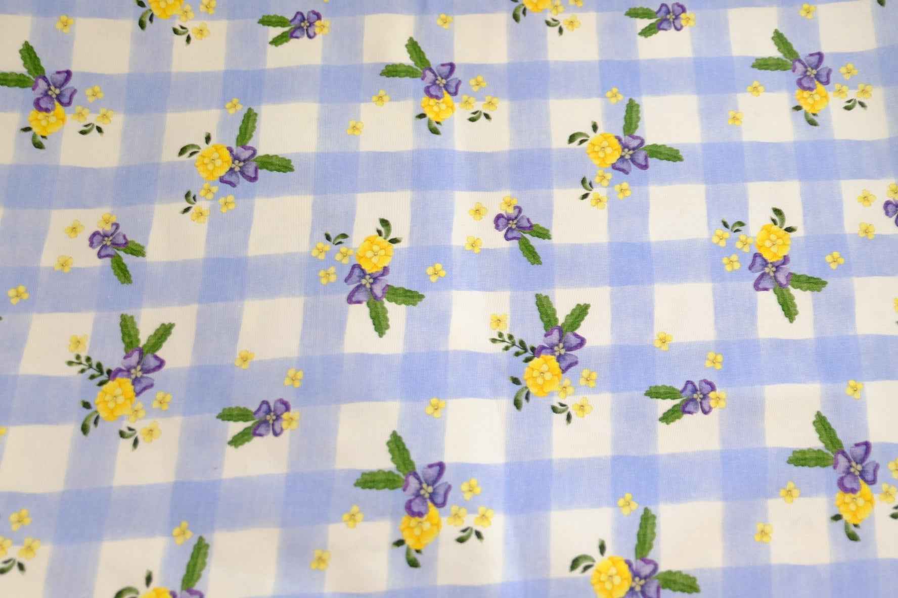 Floral Gingham Cotton Canvas – Medium Weight | By the Yard