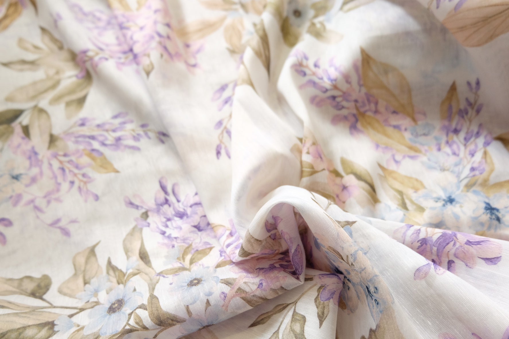 Floral Silk–Tencel Blend Fabric — Brand Remnant, approx. 2.2 yd - BUBBO