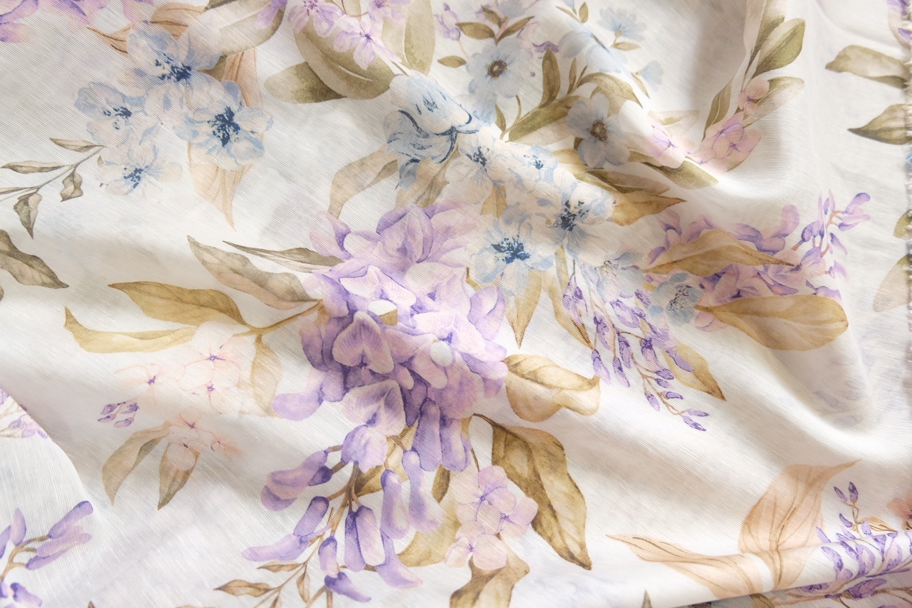 Floral Silk–Tencel Blend Fabric — Brand Remnant, approx. 2.2 yd - BUBBO