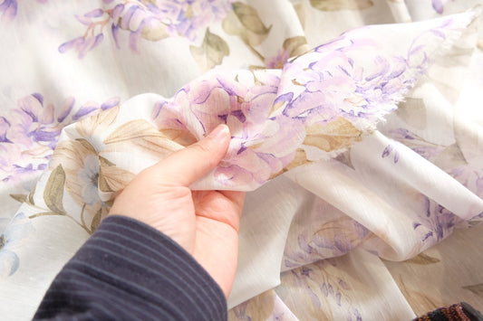 Floral Silk–Tencel Blend Fabric — Brand Remnant, approx. 2.2 yd - BUBBO