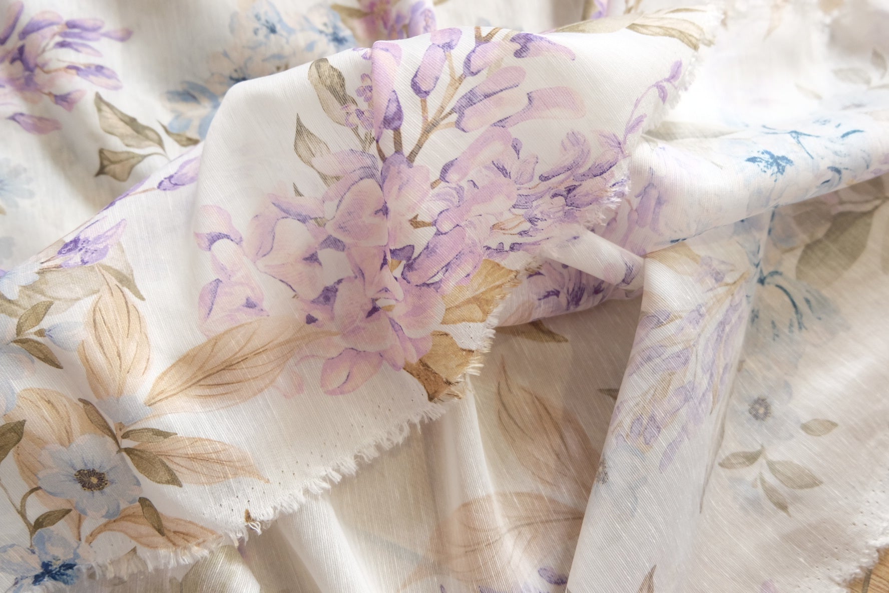 Floral Silk–Tencel Blend Fabric — Brand Remnant, approx. 2.2 yd - BUBBO