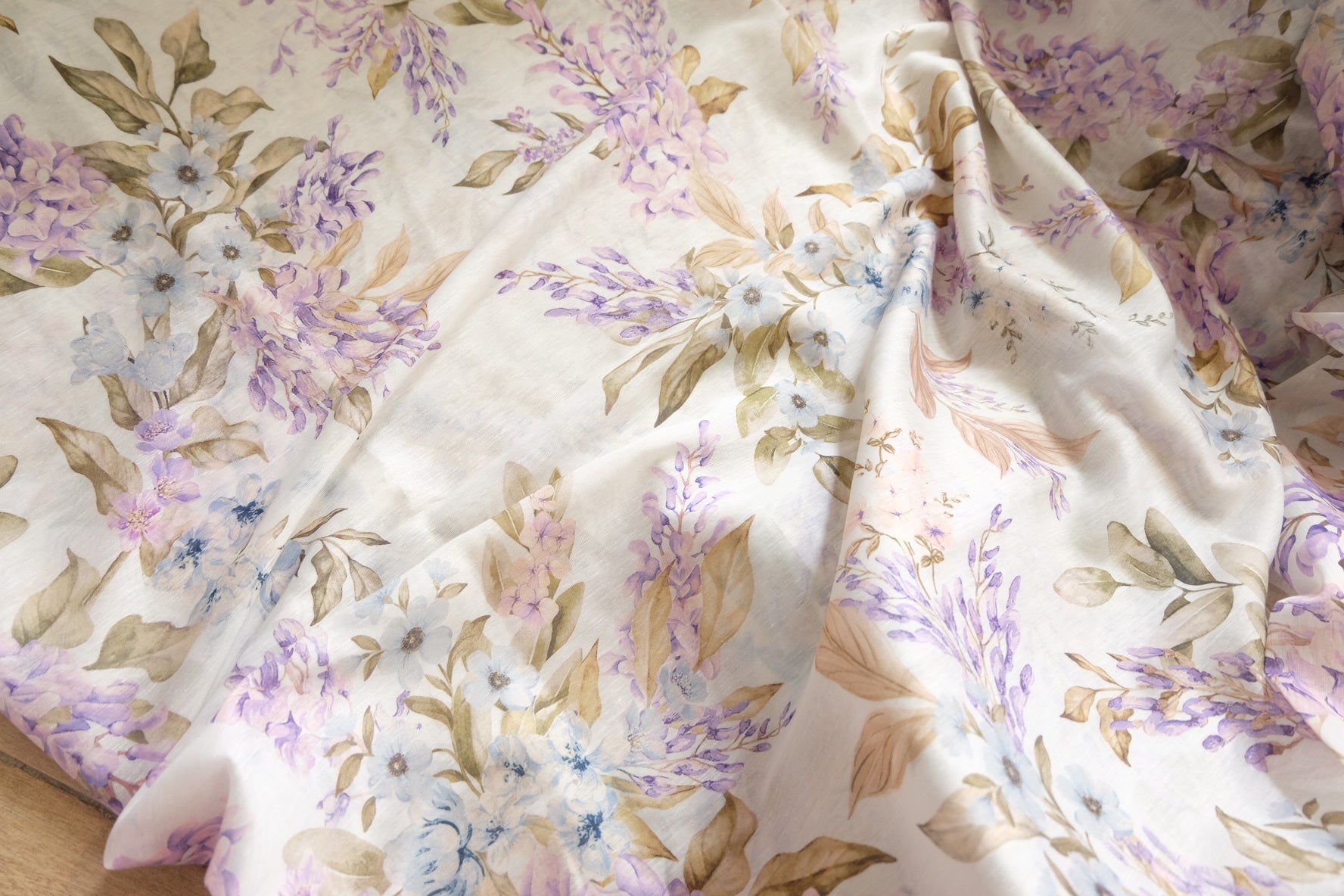 Floral Silk–Tencel Blend Fabric — Brand Remnant, approx. 2.2 yd - BUBBO