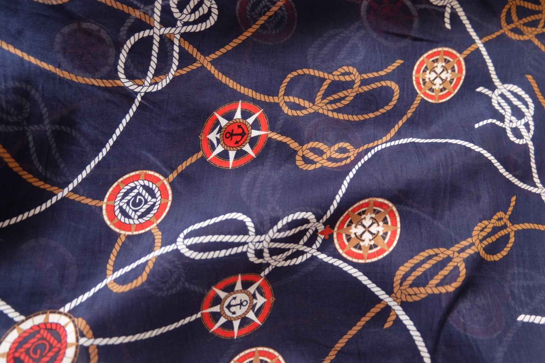 GANT Deadstock Silk–Cotton Blend Fabric | Nautical Print | 2.73 yd - BUBBO