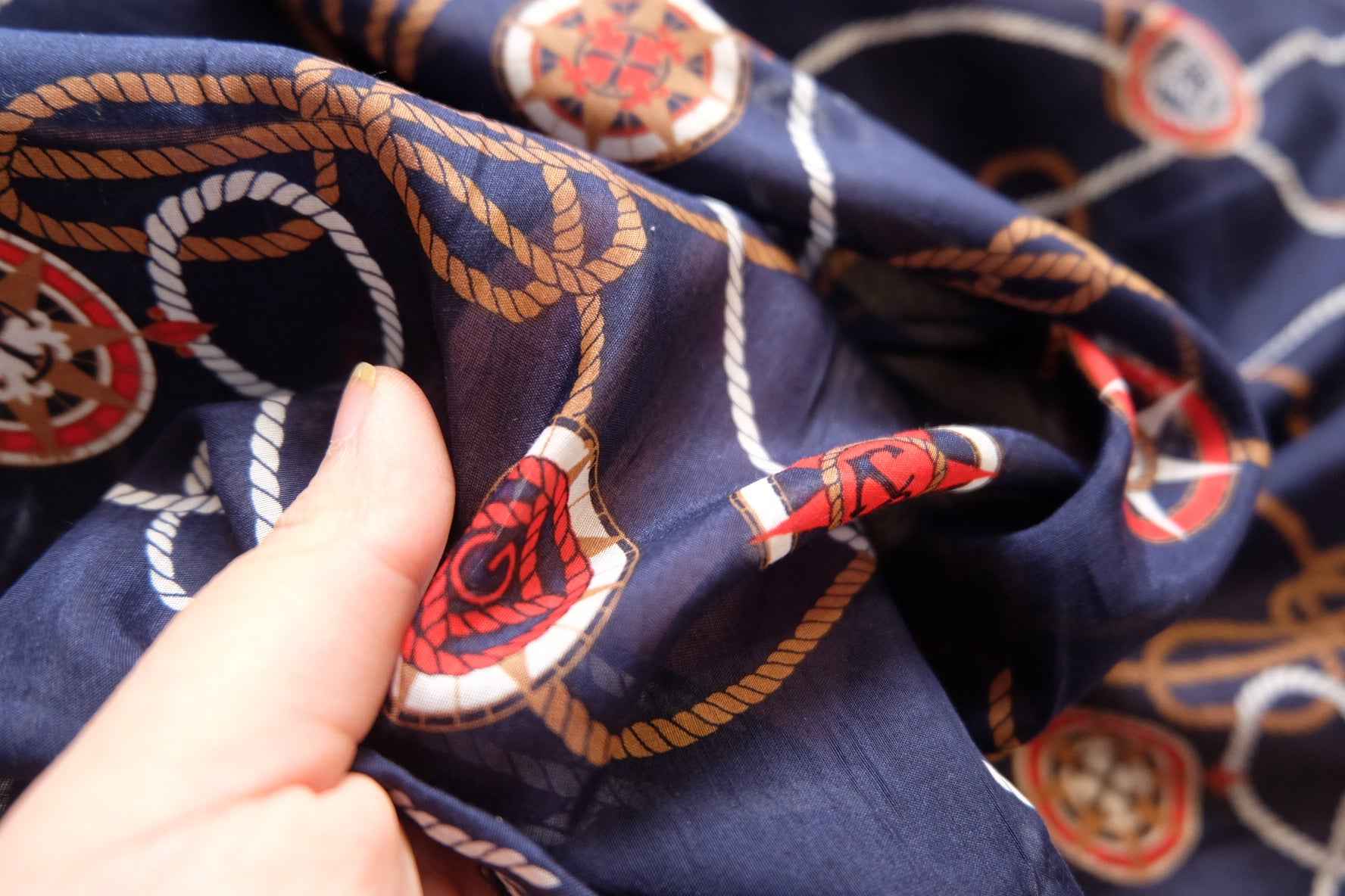 GANT Deadstock Silk–Cotton Blend Fabric | Nautical Print | 2.73 yd - BUBBO