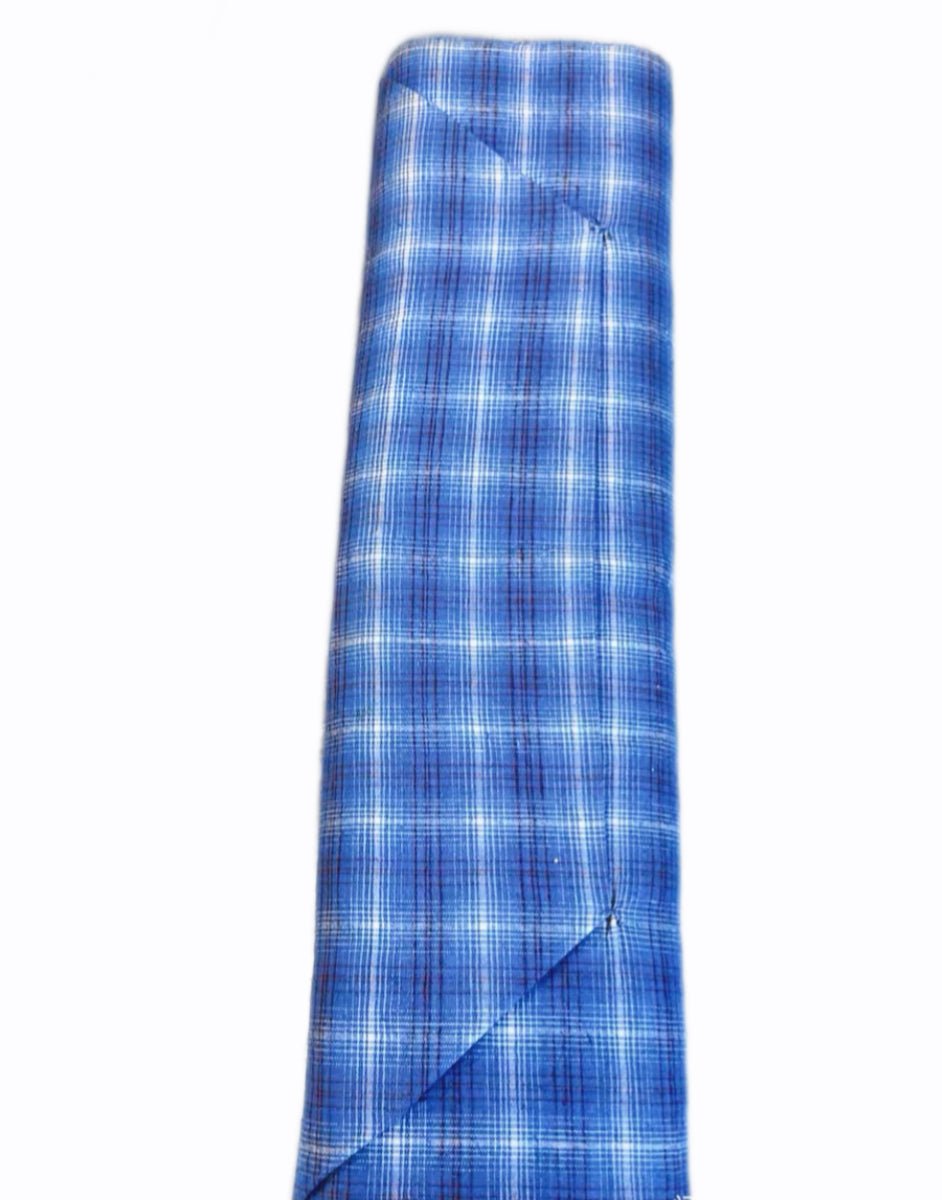 Gradient Blue Check Fabric Bolt | ~10 Meters by Weight | Uncut 57cm Wide Vintage Cloth - BUBBO