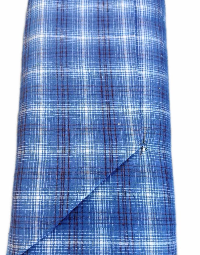 Gradient Blue Check Fabric Bolt | ~10 Meters by Weight | Uncut 57cm Wide Vintage Cloth - BUBBO
