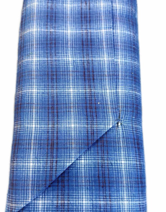 Gradient Blue Check Fabric Bolt | ~10 Meters by Weight | Uncut 57cm Wide Vintage Cloth - BUBBO