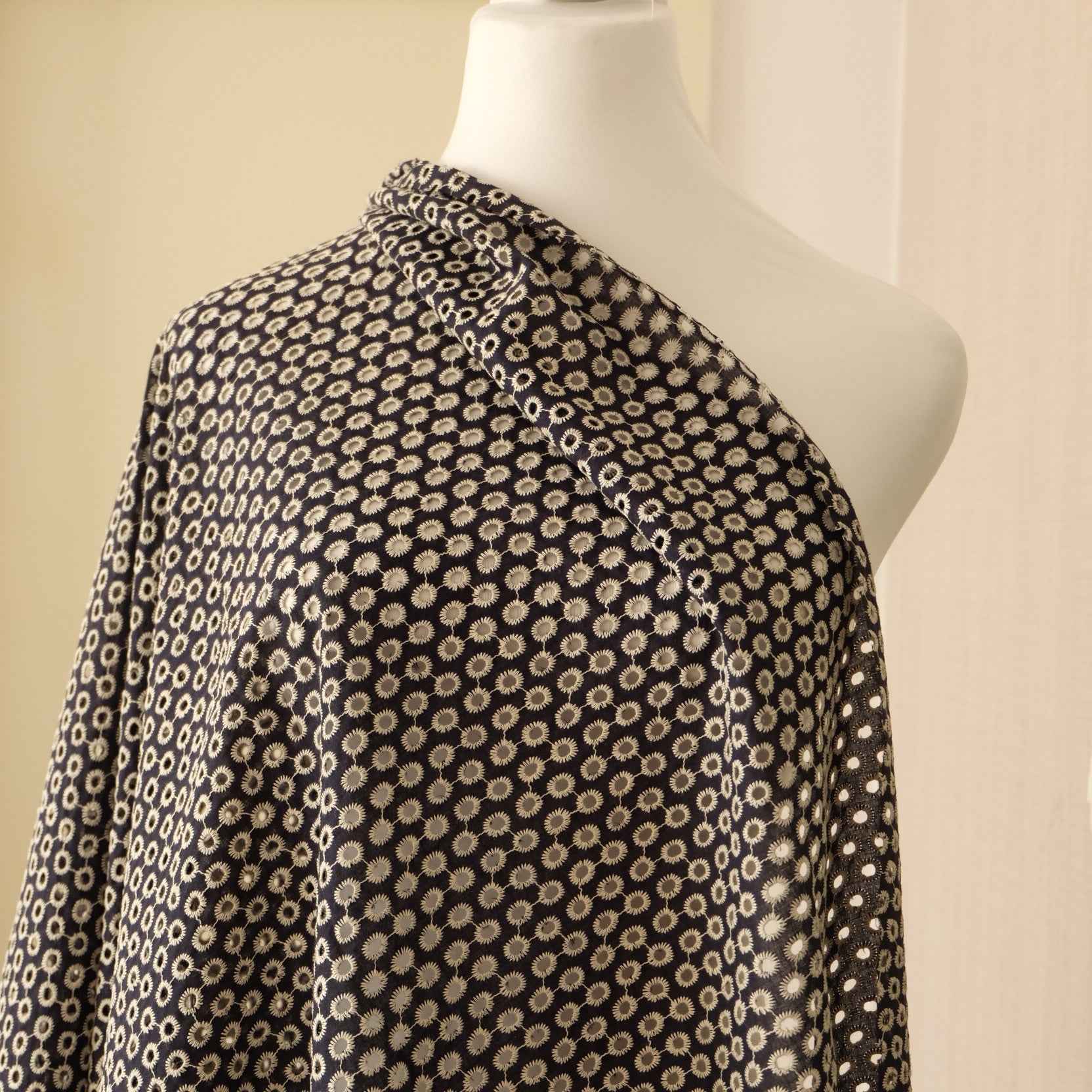 Graphic Eyelet Cotton Poplin – Embroidered Blouse & Skirt Fabric (2.19 yds)
