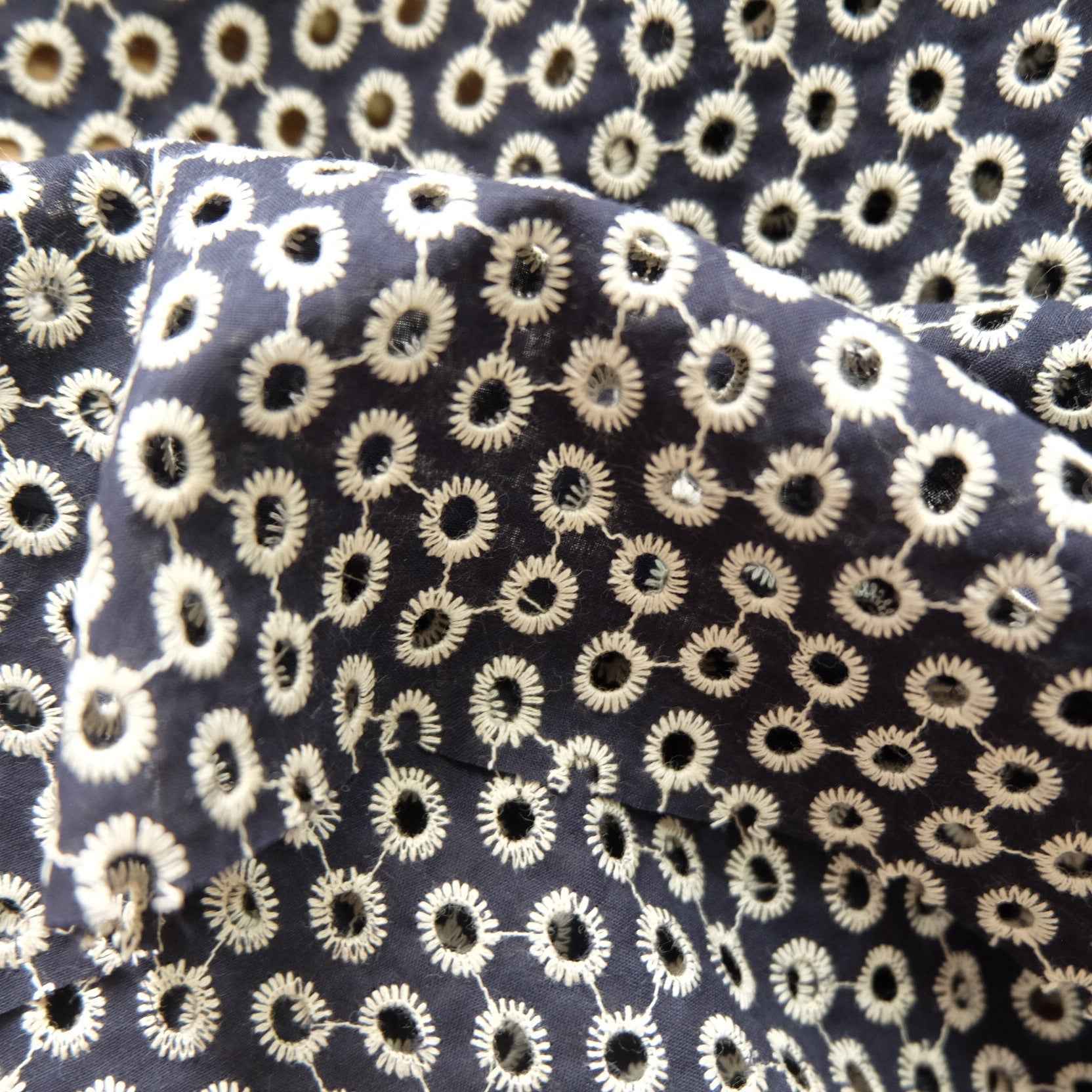 Graphic Eyelet Cotton Poplin – Embroidered Blouse & Skirt Fabric (2.19 yds)