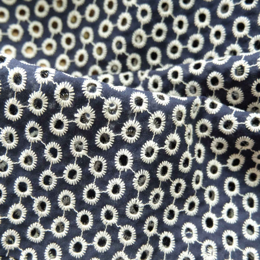 Graphic Eyelet Cotton Poplin – Embroidered Blouse & Skirt Fabric (2.19 yds)