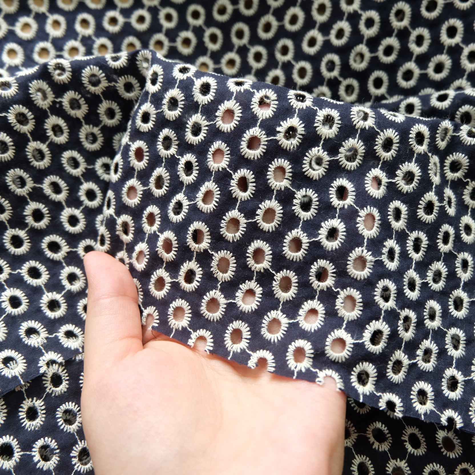 Graphic Eyelet Cotton Poplin – Embroidered Blouse & Skirt Fabric (2.19 yds)