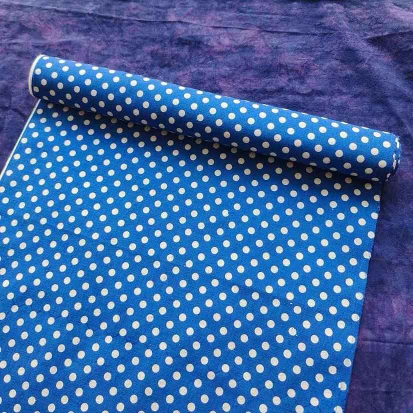 Heritage Dot: Sapphire Blue & White Polka Dot Print on Vintage Cotton