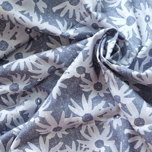 Indigo Daisy Cotton Linen Blend – 3.28 Yards