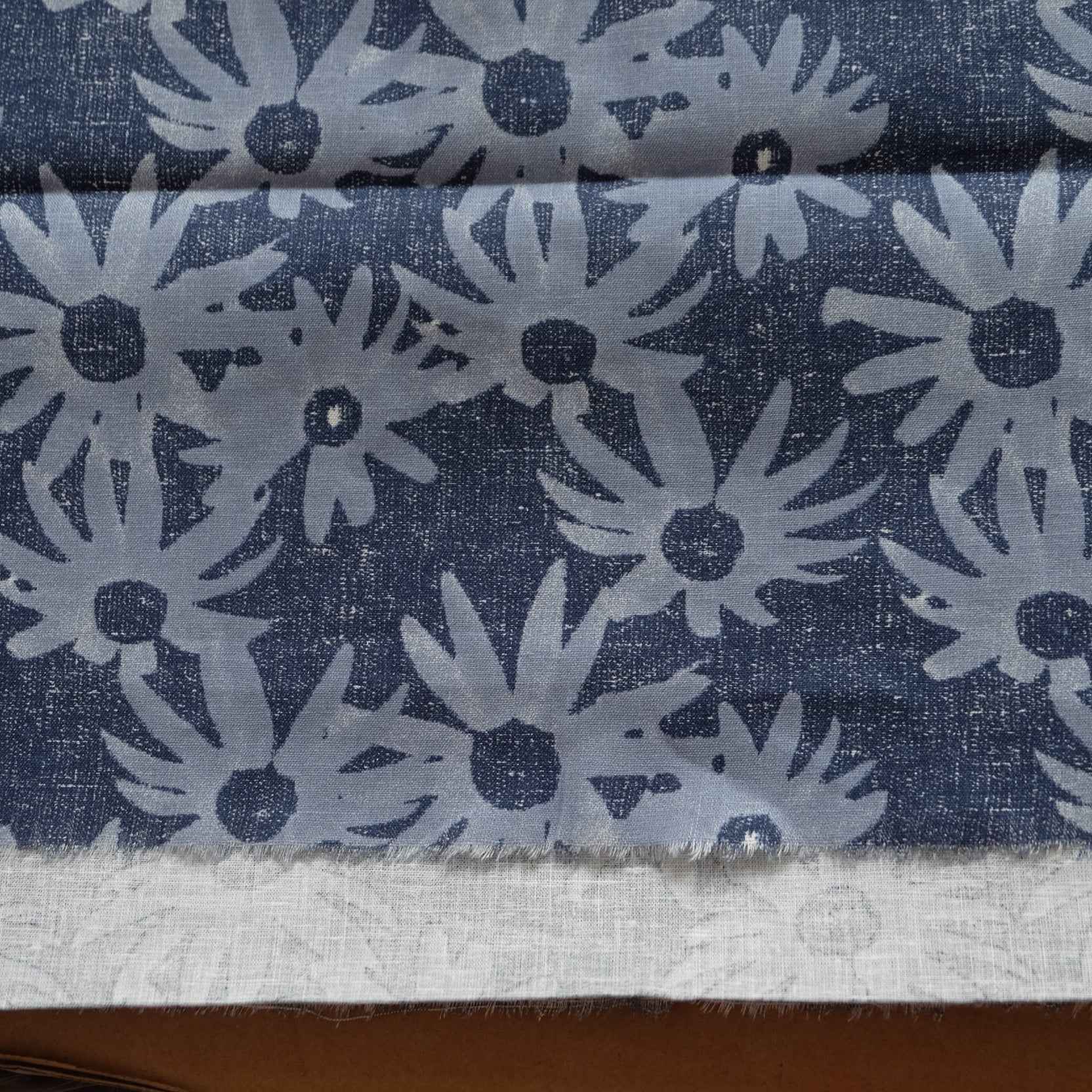 Indigo Daisy Cotton Linen Blend – 3.28 Yards