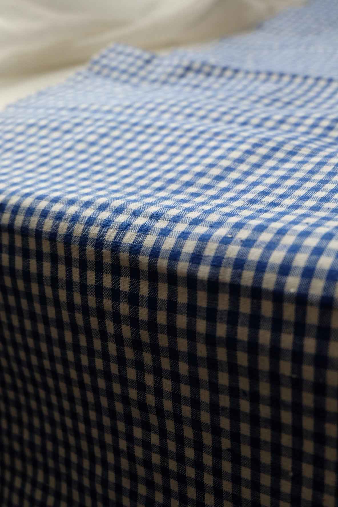 Indigo Gingham Tǔbù - 37cm Wide Vintage Check Fabric - BUBBO