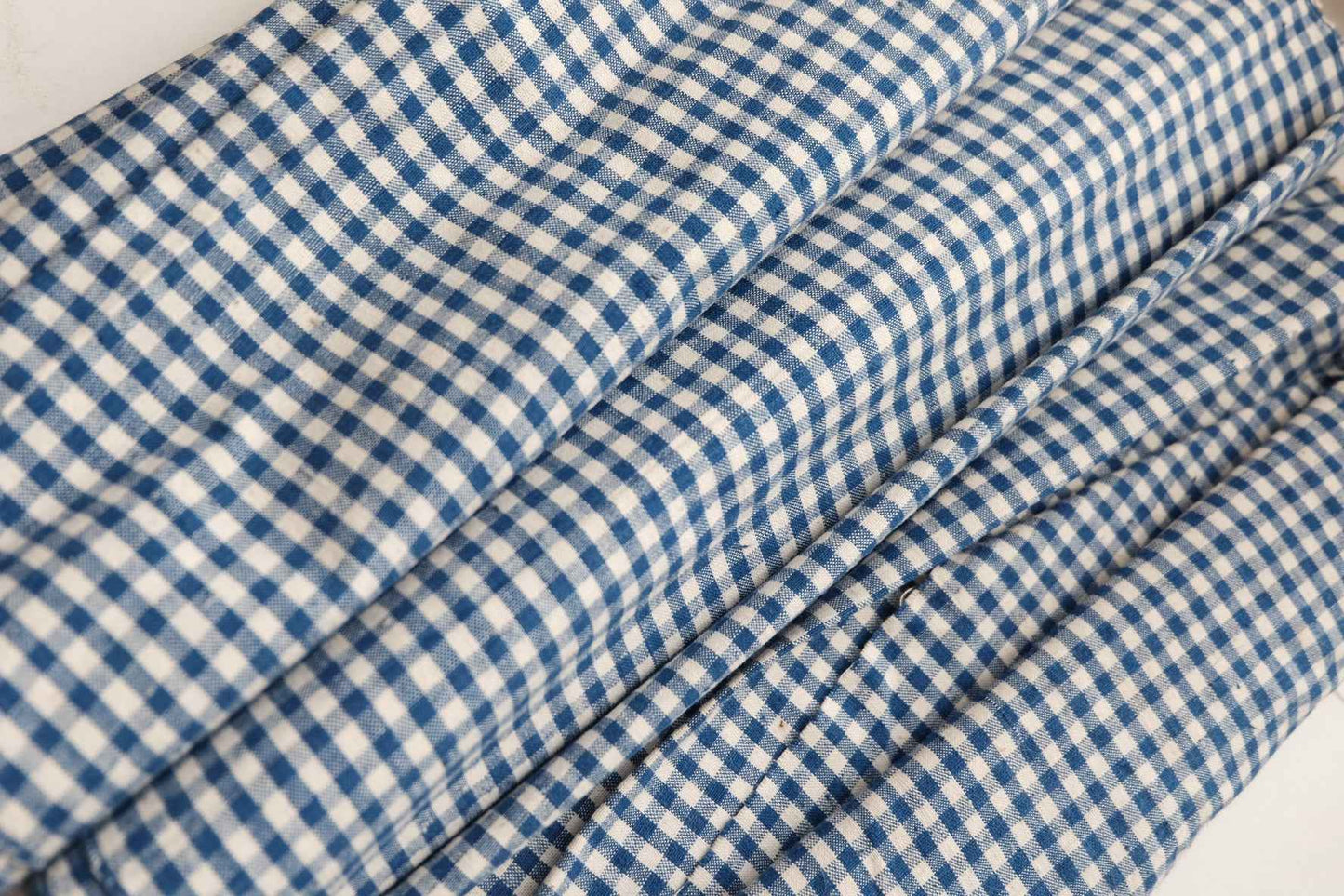 Indigo Gingham Tǔbù - 37cm Wide Vintage Check Fabric - BUBBO