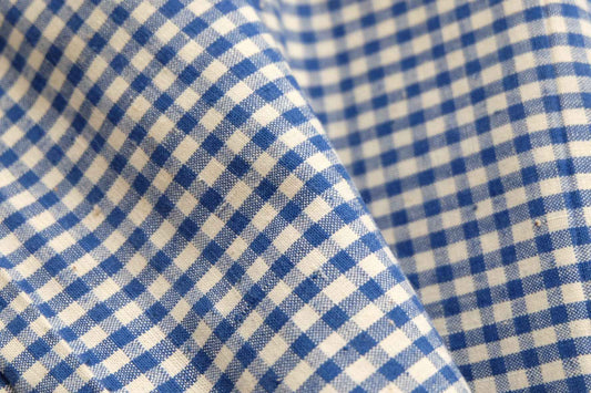 Indigo Gingham Tǔbù - 37cm Wide Vintage Check Fabric - BUBBO