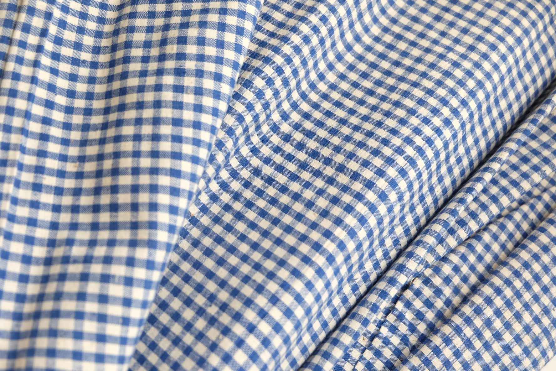 Indigo Gingham Tǔbù - 37cm Wide Vintage Check Fabric - BUBBO
