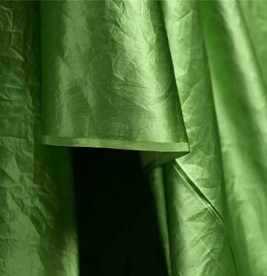 Italian Crinkled Silk Charmeuse — Grass Green | ~3 Yards - BUBBO