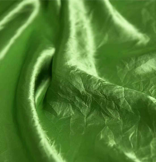 Italian Crinkled Silk Charmeuse — Grass Green | ~3 Yards - BUBBO