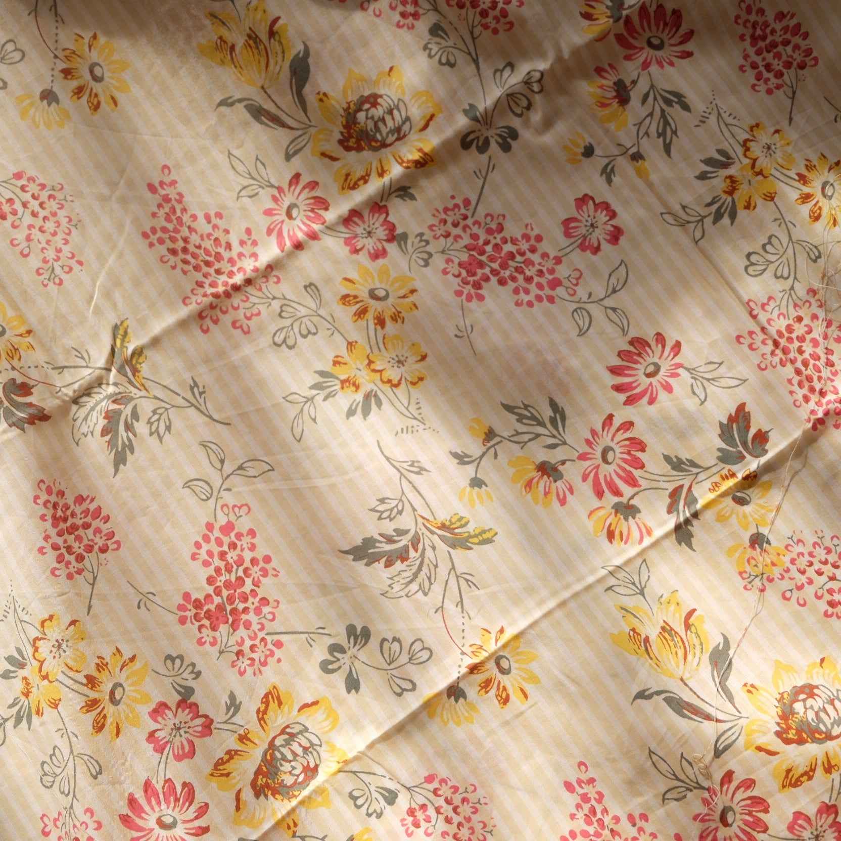 Italian Floral Stripe Fine Cotton Fabric (2.2 yards)