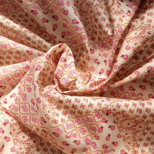 Italian Pink Calico Fine Cotton Fabric (3.3 yards)