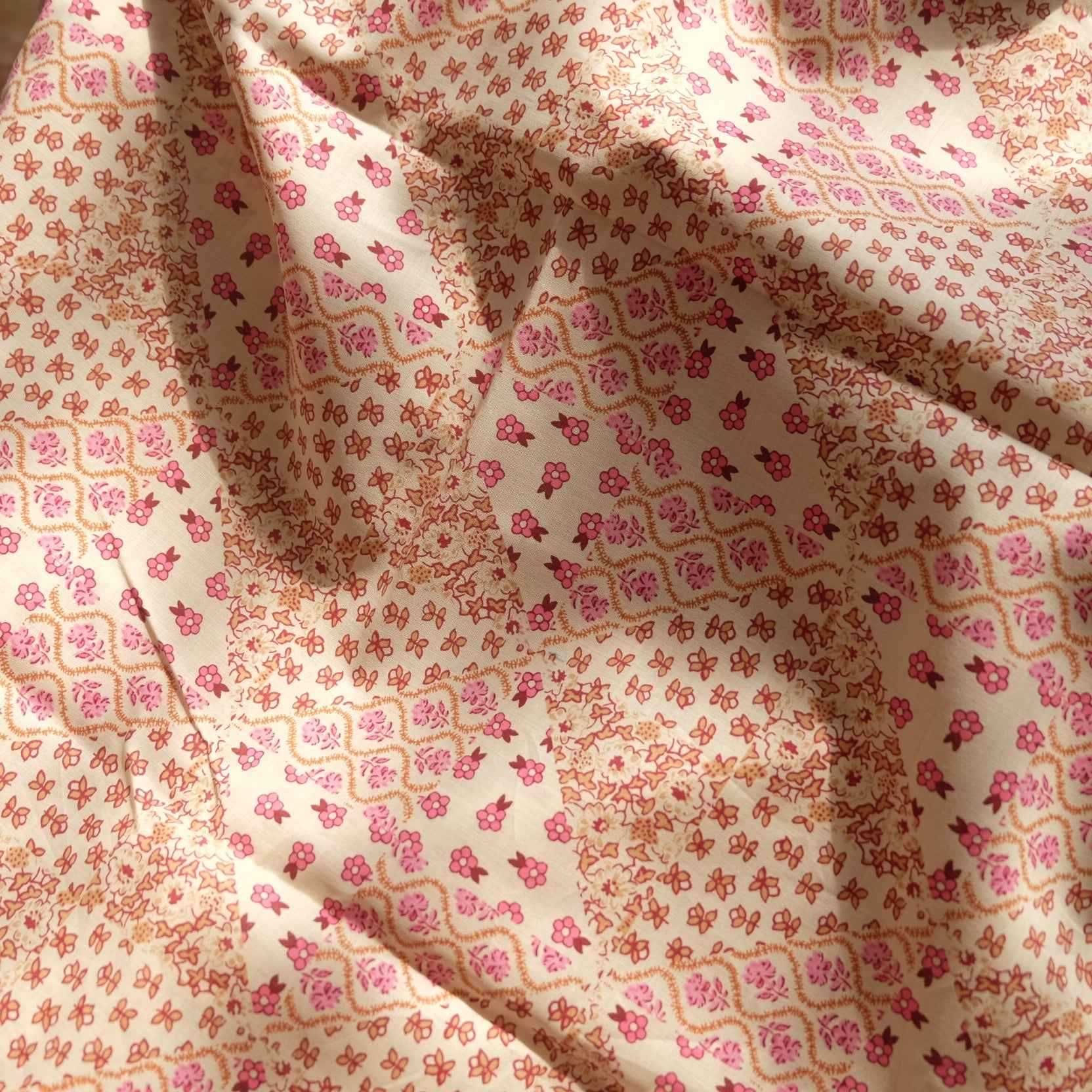 Italian Pink Calico Fine Cotton Fabric (3.3 yards)