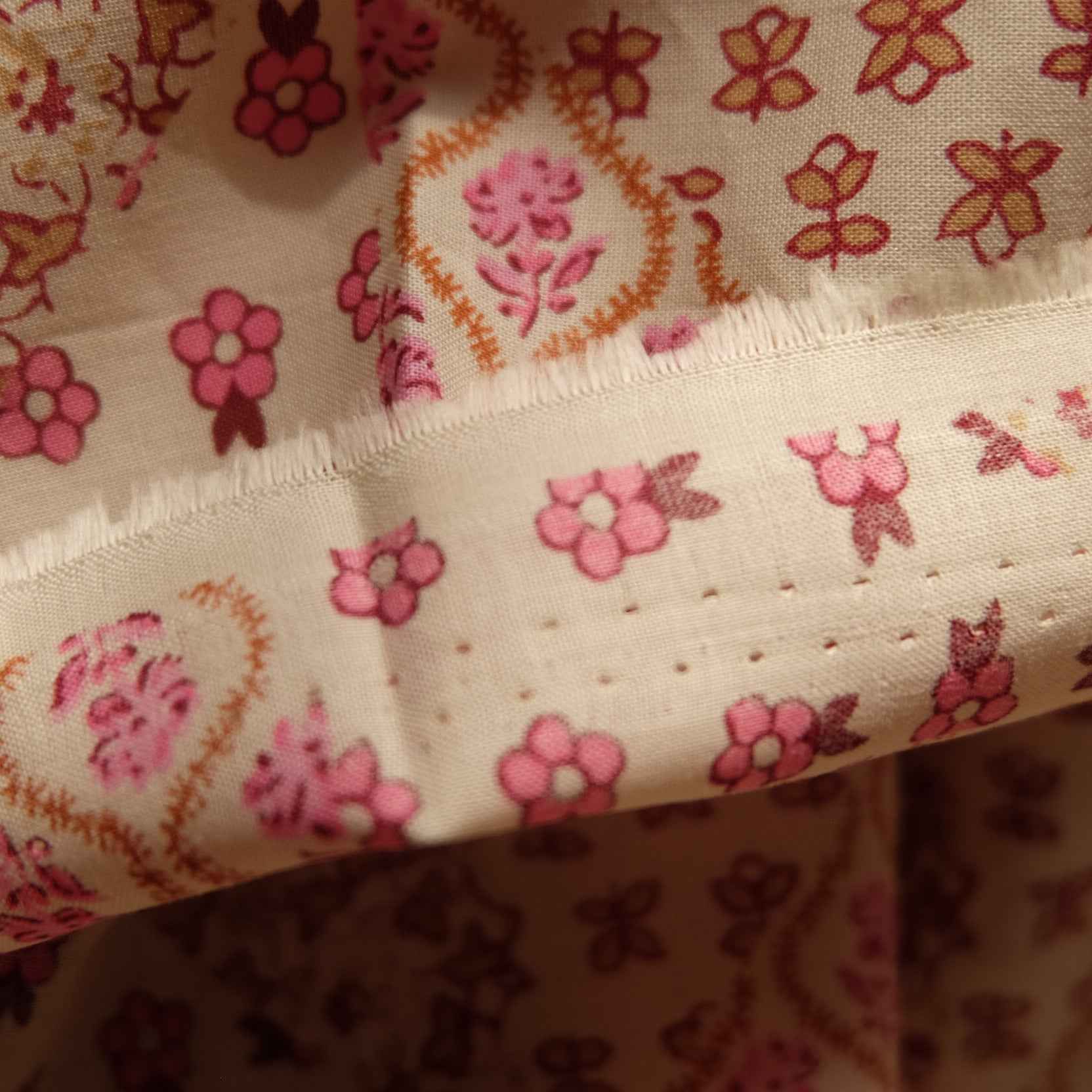Italian Pink Calico Fine Cotton Fabric (3.3 yards)