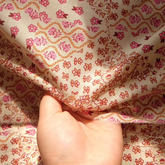 Italian Pink Calico Fine Cotton Fabric (3.3 yards)