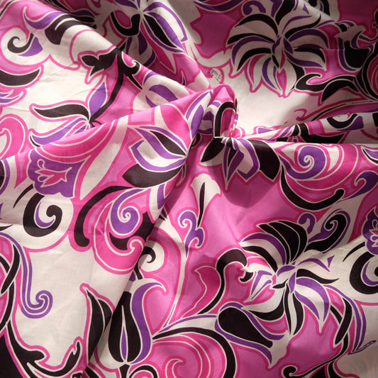 Italian Pink & Violet Swirl Print Silk — 2.4 yd - BUBBO