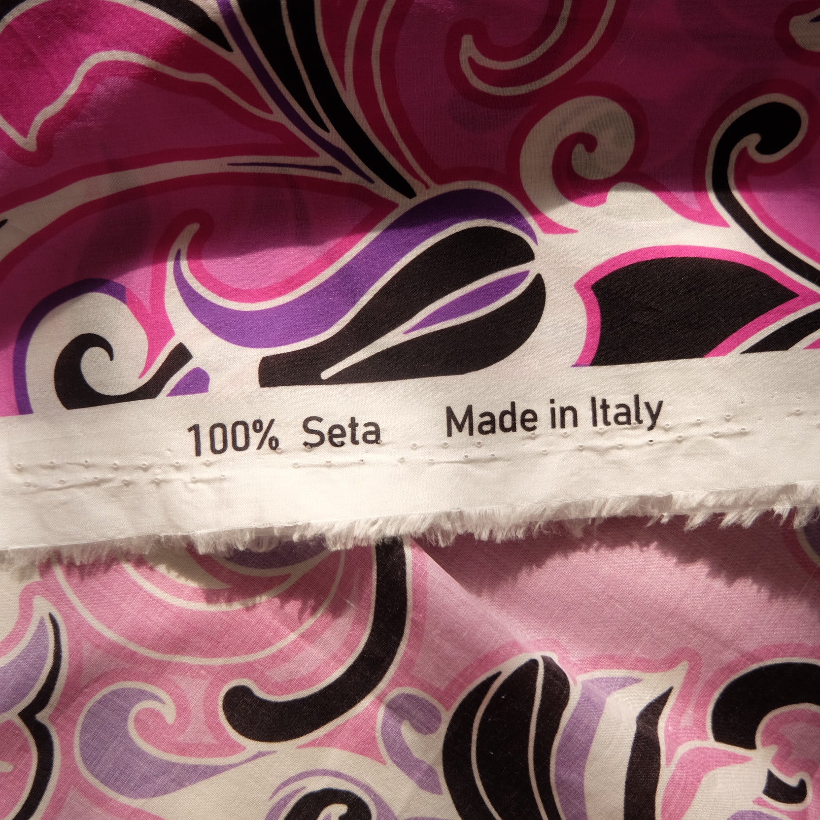 Italian Pink & Violet Swirl Print Silk — 2.4 yd - BUBBO